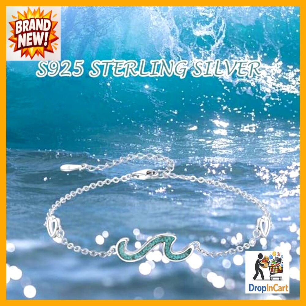 Sterling Silver Adjustable Bracelet Wave Design E… - image 6